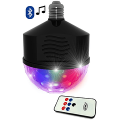 Lampada LED RGB E27 c/ Efeito de Luz Rotativo e Coluna Bluetooth 4W - PartyFunLights