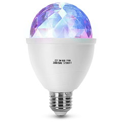 Lampada LED RGB E27 3W c/ Efeito de Luz Rotativo