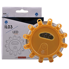 Luz de Emergência Ambar 12+3 LED´s 360º c/ Base Magnética - M-TECH