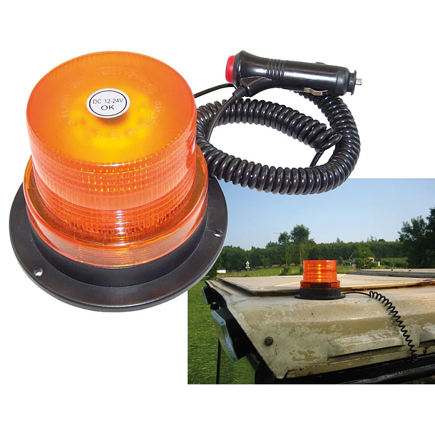 Luz de Emergência 60 LEDs Magnética 12/24V Laranja c/ Cabo (2 mts) 1