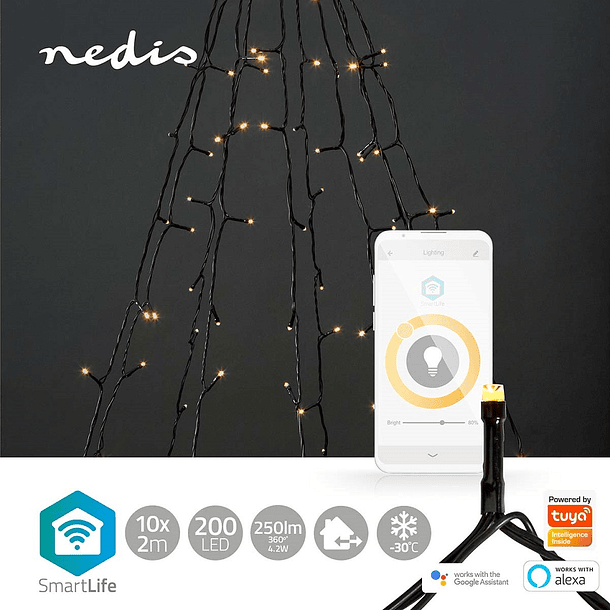 Serie Natal p/ Árvore 200 LEDs Branco Q. 3000K SmartLife Wi-Fi (10 x 2 mts) - NEDIS 2