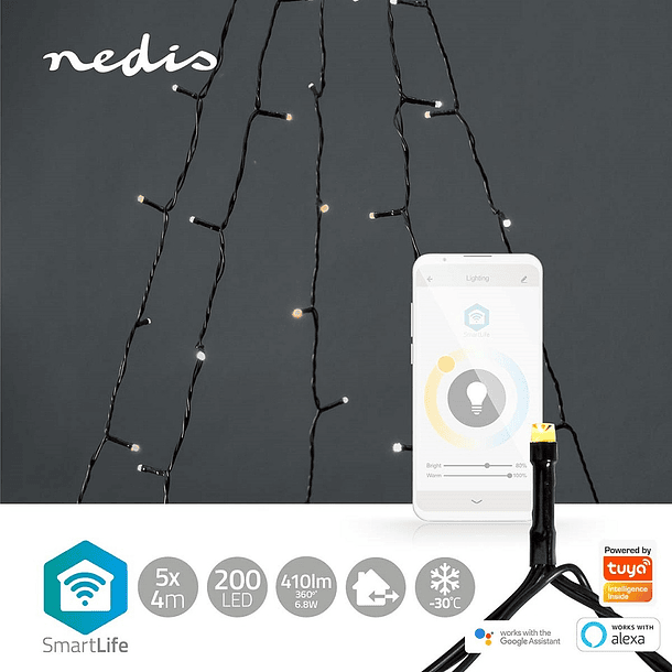 Serie Natal p/ Árvore 200 LEDs 2500~9000K SmartLife Wi-Fi (5 x 4 mts) - NEDIS 2