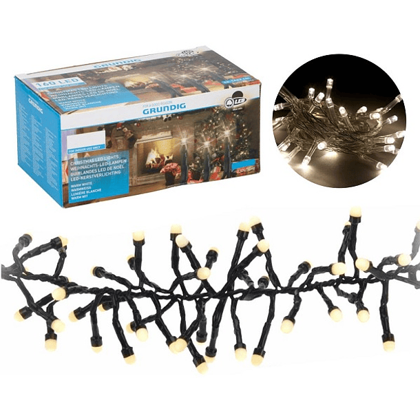 Serie 100 LEDs Natal Branco Quente 3000K IP20 Interior (9,5 mts) - GRUNDIG 1