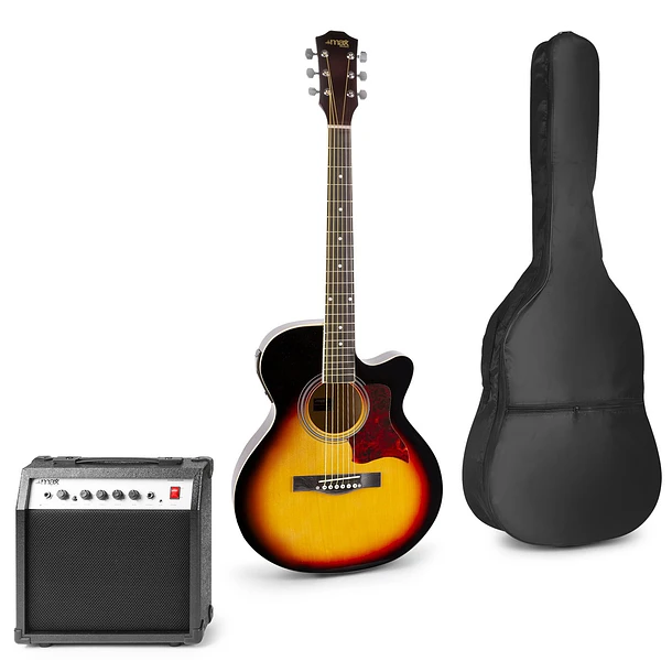 Pack Showkit Guitarra Acústica + Amplificador 40W + Acessórios (Castanho) - MAX 1