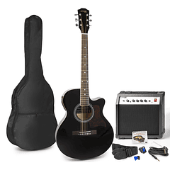 Pack Showkit Guitarra Acústica + Amplificador 40W + Acessórios (Preto) - MAX