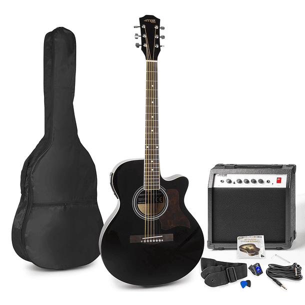 Pack Showkit Guitarra Acústica + Amplificador 40W + Acessórios (Preto) - MAX 1