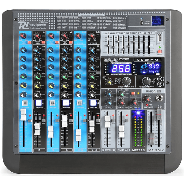 Mesa de Mistura Profissional 8 Canais c/ USB/MP3/BLUETOOTH (PDM-S804) - Power Dynamics 2