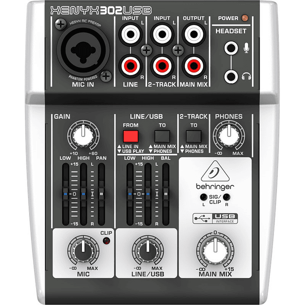 Mesa de Mistura 3 Canais c/ USB - Behringer 1