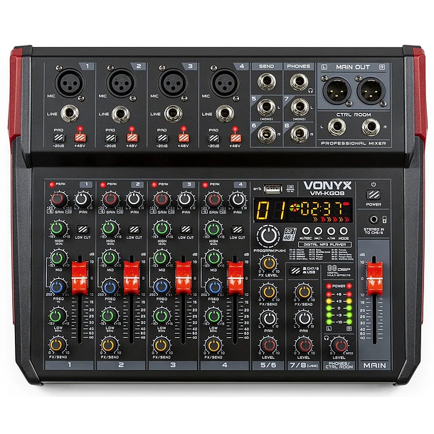 Mesa de Mistura 8 Canais c/ USB/BT/DSP (VM-KG08) - VONYX 1