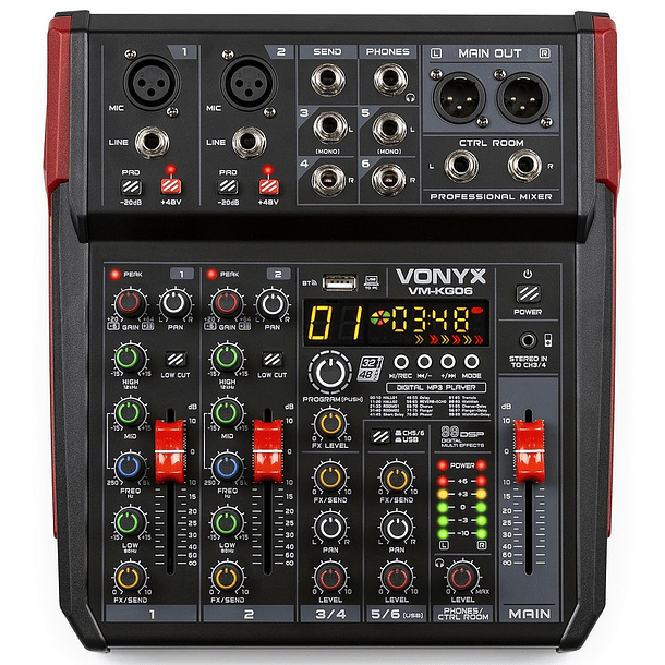 Mesa de Mistura 6 Canais c/ USB/BT/DSP (VM-KG06) - VONYX 1