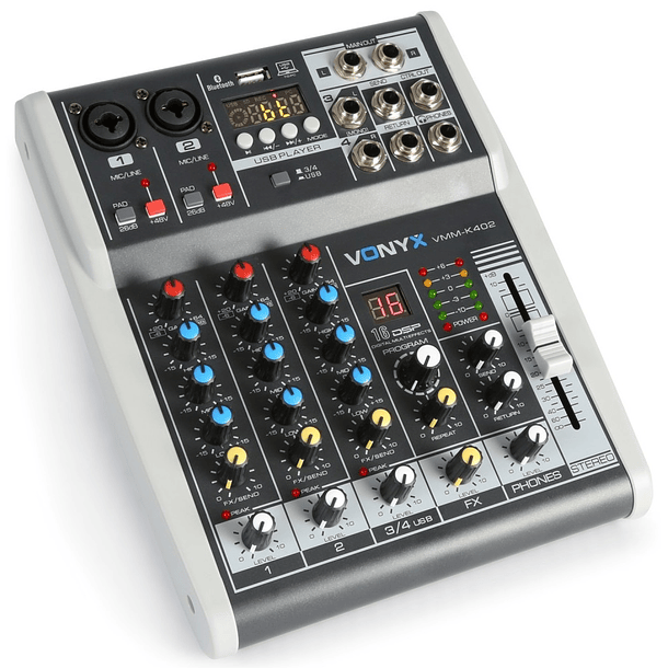 Mesa de Mistura 4 Canais c/ USB/SD/MP3/BLUETOOTH com DSP (VMM-K402) - VONYX 1