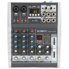 Mesa de Mistura 4 Canais c/ USB/SD/MP3/BLUETOOTH com DSP (VMM-K402) - VONYX