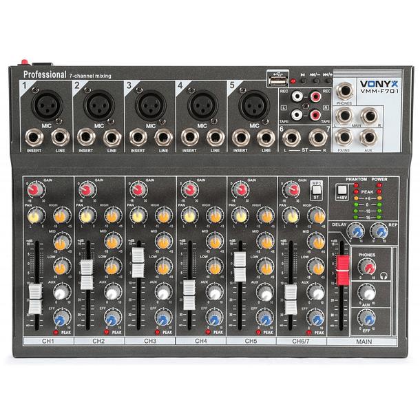 Mesa de Mistura 7 Canais c/ USB/SD/MP3 (VMM-F701) - VONYX 1