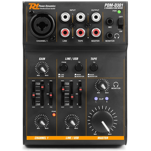 Mesa de Mistura 3 Canais USB (PDM-D301) - Power Dynamics 1