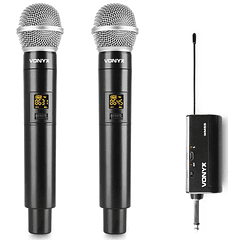 Sistema 2x Microfones Mão UHF 10 Canais s/ Fios (WM552) - VONYX