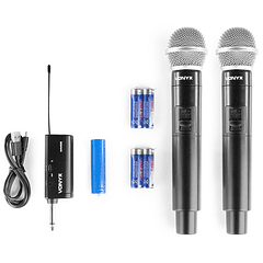 Sistema 2x Microfones Mão UHF 10 Canais s/ Fios (WM552) - VONYX