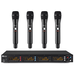 Central 4x Microfones Mão UHF 50 Canais s/ Fios (PD504H) - Power Dynamics