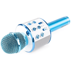 Microfone s/ Fios p/ Karaoke c/ Coluna/Bluetooth/MP3 (Azul) KM01 - MAX