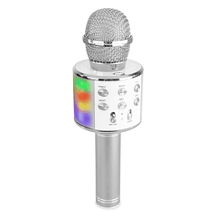 Microfone KMI5G Bluetooth c/ Altifalante e LEDs (Prateado) - MAX