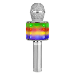Microfone KMI5G Bluetooth c/ Altifalante e LEDs (Prateado) - MAX