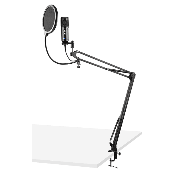 Microfone Condensador USB de Estúdio c/ Eco e Suporte Dobrável (CMS320B) Preto - VONYX 1