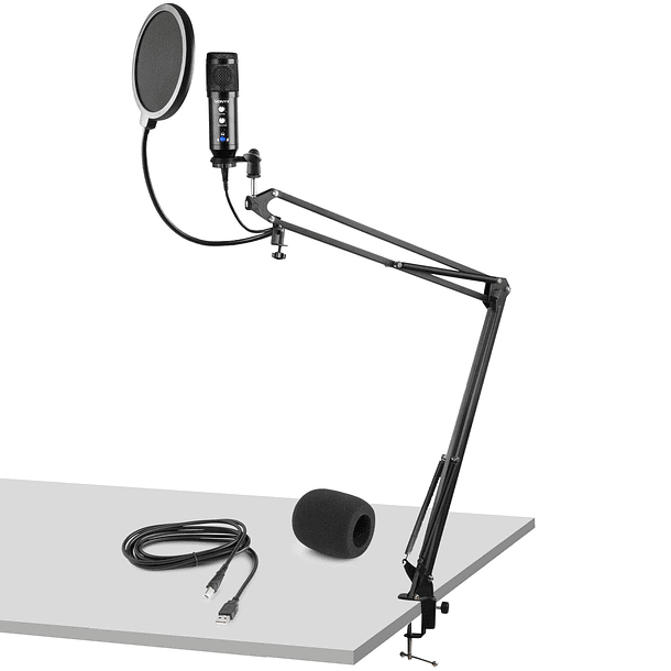 Microfone Condensador USB de Estúdio c/ Eco e Suporte Dobrável (CMS320B) Preto - VONYX 2