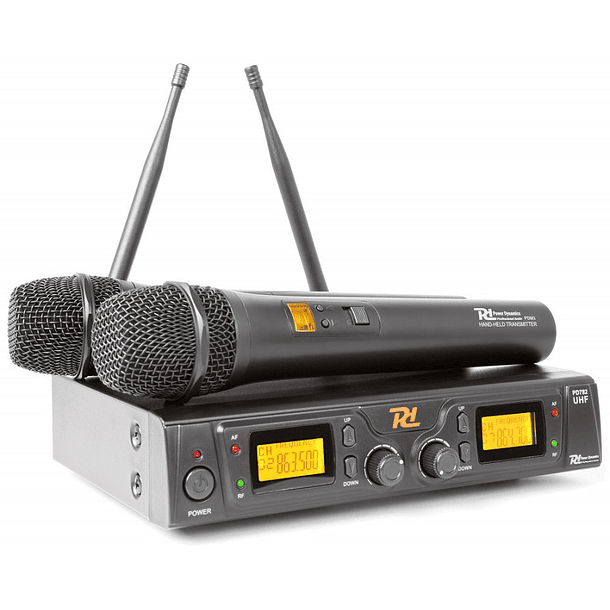 Central 2 Microfones Mão Profissionais UHF 8 Canais s/ Fios (PD782) - Power Dynamics 2