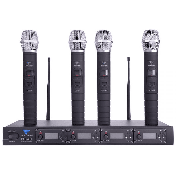 Central 4 Microfones de Mão s/ Fios UHF 4 Canais (PLL-400) - AZUSA 1