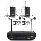Central 2 Microfones Cabeça/Lapela UHF 2 Canais s/ Fios (WM82B) - VONYX 1
