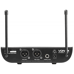 Central 2 Microfones Cabeça/Lapela UHF 2 Canais s/ Fios (WM82B) - VONYX