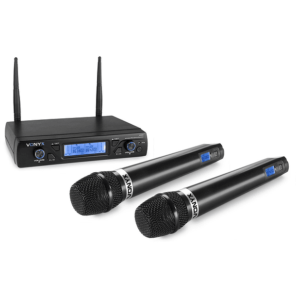 Central 2 Microfones Mão UHF 16 Canais s/ Fios (WM62) - VONYX 2