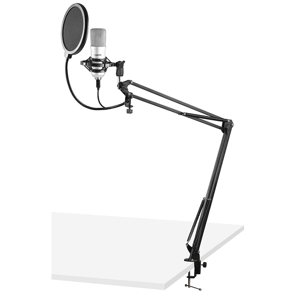 Microfone Condensador USB de Estúdio c/ Suporte Dobrável (CMS300S) Titânio - VONYX 1
