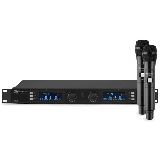 Central 2 Microfones de Mão UHF Digital 20 Canais s/ Fios (PD632H) - Power Dynamics 1