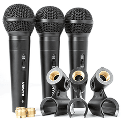 Pack 3x Microfones Dinamicos c/ Mala e Acessórios (VX1800S) - VONYX