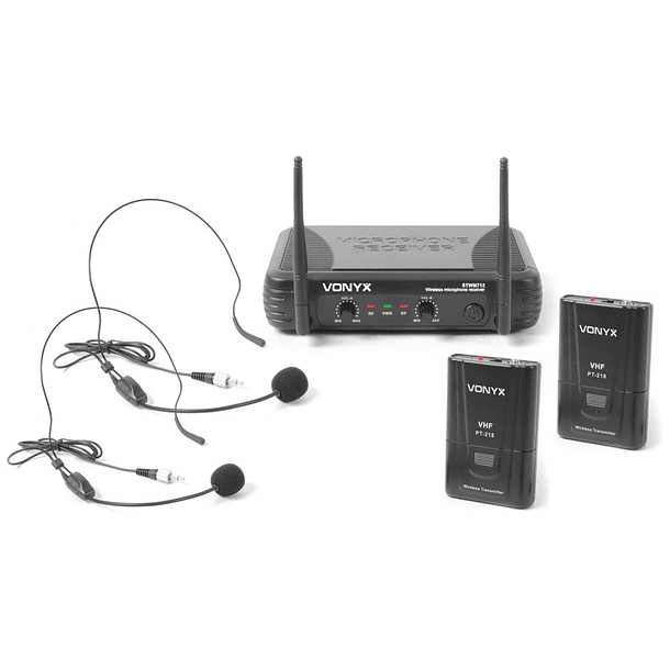 Central Microfone VHF s/ Fios c/ 2 Microfones Cabeça (STWM712H) - VONYX 1