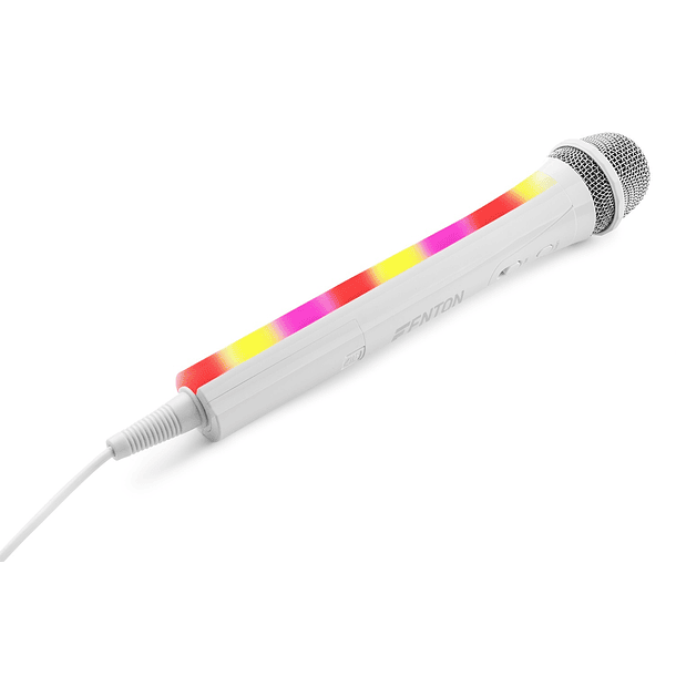Microfone Karaoke c/ Iluminação LED RGB (KMD55W) Branco - FENTON 4