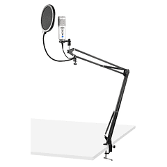 Microfone Condensador USB de Estúdio c/ Eco e Suporte Dobrável (CMS320S) Titânio - VONYX