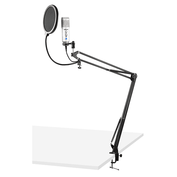 Microfone Condensador USB de Estúdio c/ Eco e Suporte Dobrável (CMS320S) Titânio - VONYX 1