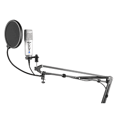 Microfone Condensador USB de Estúdio c/ Eco e Suporte Dobrável (CMS320S) Titânio - VONYX