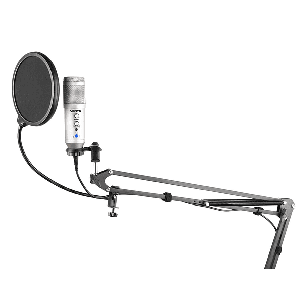 Microfone Condensador USB de Estúdio c/ Eco e Suporte Dobrável (CMS320S) Titânio - VONYX 2