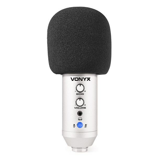 Microfone Condensador USB de Estúdio c/ Eco e Suporte Dobrável (CMS320S) Titânio - VONYX 4