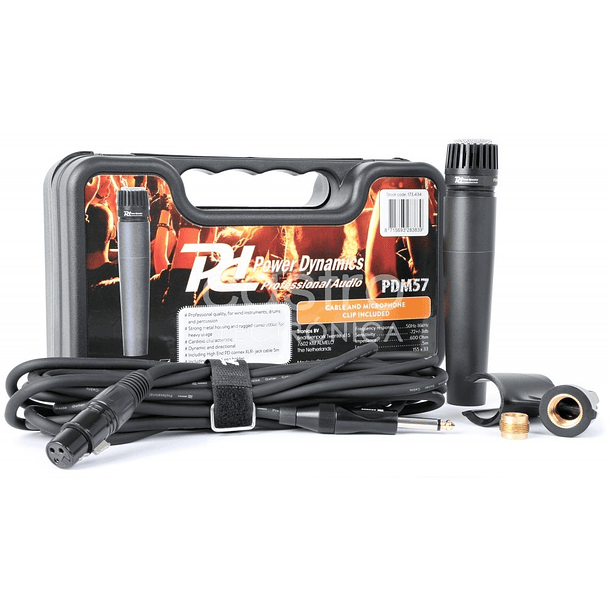 Microfone Dinamico Profissional para Instrumentos c/ Mala e Acessórios (PDM57) - Power Dynamics 1