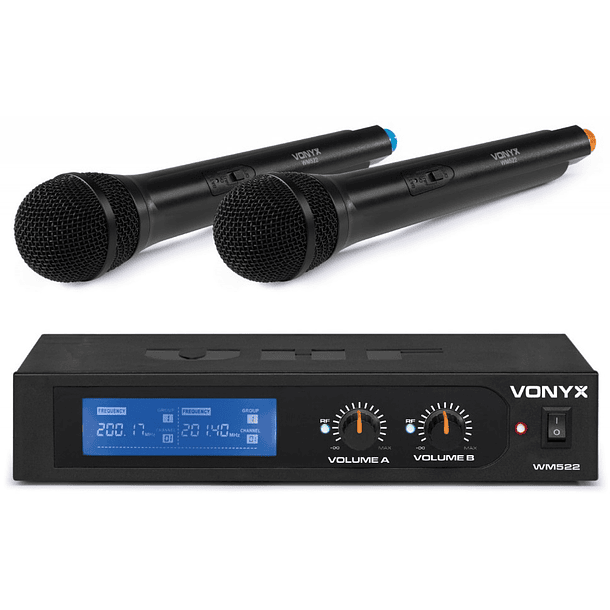 Central 2 Microfones Mão VHF 2 Canais s/ Fios (WM522) - VONYX 1