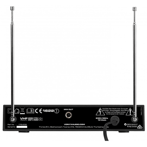 Central 2 Microfones Mão VHF 2 Canais s/ Fios (WM522) - VONYX 2