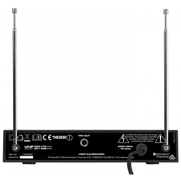 Central 2 Microfones Cabeça/Lapela VHF 2 Canais s/ Fios (WM522B) - VONYX 2