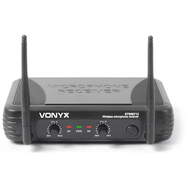 Central 2 Microfones VHF 2 Canais s/ Fios (Mão e Cabeça) STWM712C - VONYX 2