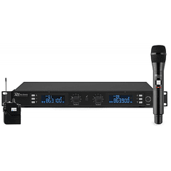 Central 2 Microfones UHF Digital 20 Canais (Mão e Cabeça) s/ Fios PD632C - Power Dynamics