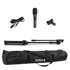 Pack Microfone c/ Cabo 5 mts, Tripé, Suporte e Bolsa Transporte - VONYX