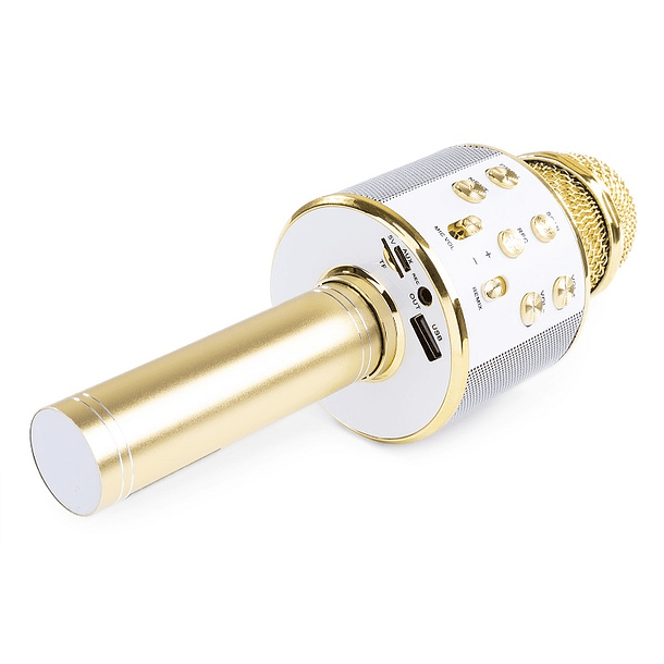 Microfone s/ Fios p/ Karaoke c/ Coluna/Bluetooth/MP3 (Dourado) KM01 - MAX 1