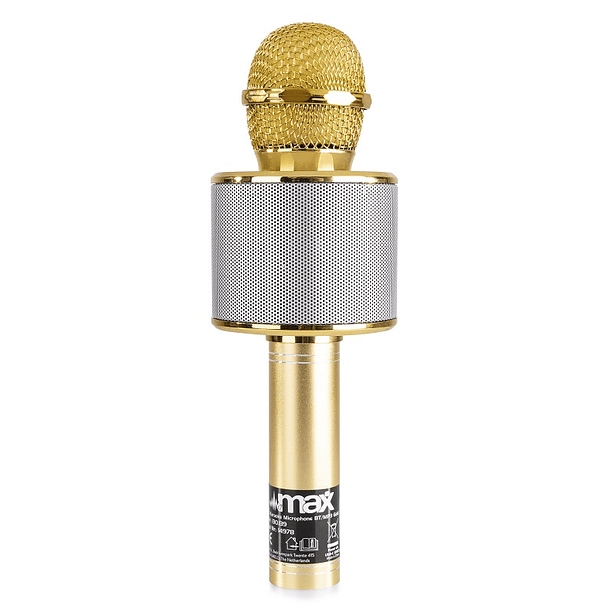 Microfone s/ Fios p/ Karaoke c/ Coluna/Bluetooth/MP3 (Dourado) KM01 - MAX 4
